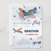 飛行機の誕生日招待状 招待状 (正面)