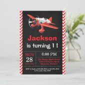 飛行機の誕生日招待状。男の子の誕生日パーティー 招待状 (スタンド正面)