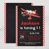 飛行機の誕生日招待状。男の子の誕生日パーティー 招待状 (正面/裏面)