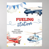 飛行機の誕生日給油ステーション オーダーメイドサイン ポスター (正面)