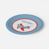 飛行機の赤い警官のベビーシャワー ペーパープレート (アングル)