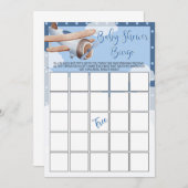 飛行機の赤ちゃんシャワービンゴゲームブルーボーイ 招待状 (正面/裏面)