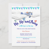 飛行機の赤ちゃんシャワーヴィンテージ旅行少年フラグ 招待状 (正面)