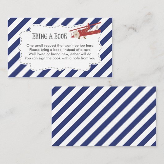 飛行機の赤ちゃんシャワー予約リクエストカード エンクロージャーカード (正面/裏面)