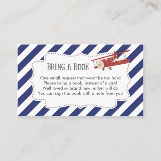 飛行機の赤ちゃんシャワー予約リクエストカード エンクロージャーカード (正面)