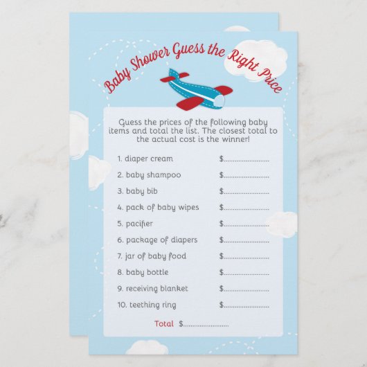 飛行機の赤ちゃんシャワー推定右の価格 (正面/裏面)