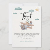 飛行機の赤ちゃんシャワー サンキューカード (正面)