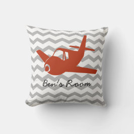 飛行機の赤と灰色 クッション