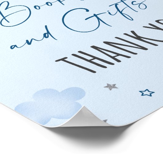 飛行機の雲の本とギフト赤ちゃんシャワーのサイン ポスター (角)