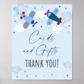 飛行機の雲の誕生日カードとギフトサイン ポスター (正面)