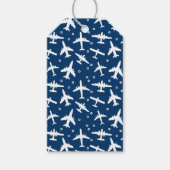 飛行機の青い白いパターン ギフトタグ (正面)