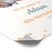 飛行機の青と緑の水の色のポスター紙 ポスター (角)