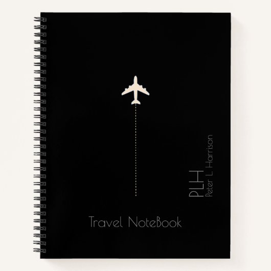 飛行機の飛行機の飛行機は黒い旅行 ノートブック (正面)