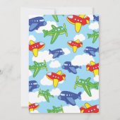 飛行機の1歳誕生日かわいい男の子の招待状 招待状 (裏面)