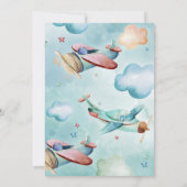 飛行機の5歳誕生日招待状 - 飛行機をテーマにしたパーティー 招待状 (裏面)