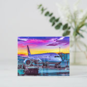 飛行機はスペインのマドリードのバラハス空港に駐車 ポストカード (スタンド正面)