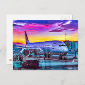 飛行機はスペインのマドリードのバラハス空港に駐車 ポストカード (正面/裏面)