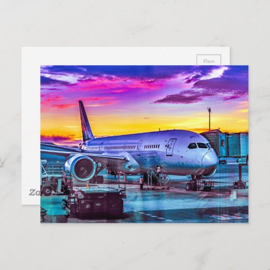 飛行機はスペインのマドリードのバラハス空港に駐車 ポストカード (正面/裏面)