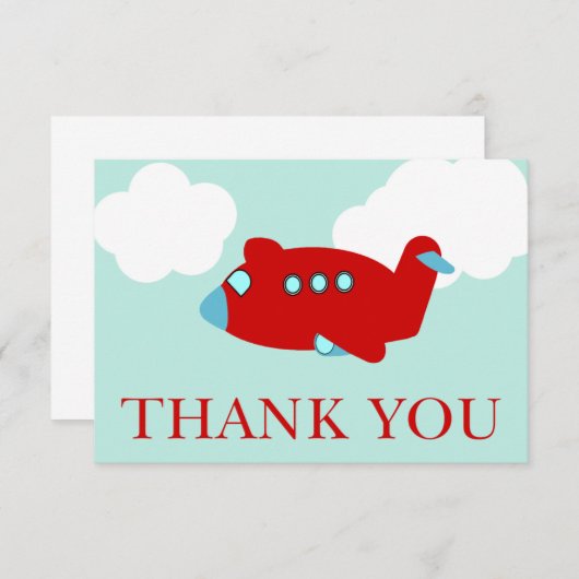 飛行機はメッセージカード感謝していしています サンキューカード (正面/裏面)