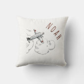 飛行機は子供の枕ヴィンテージの名前を曇らせます クッション (裏面)