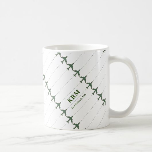 飛行機は彼の名を借りてマグカップ コーヒーマグカップ (右)