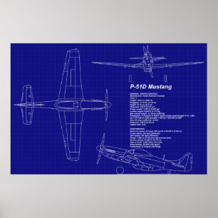飛行機は のP-51ムスタングを綿密に計画します ポスター