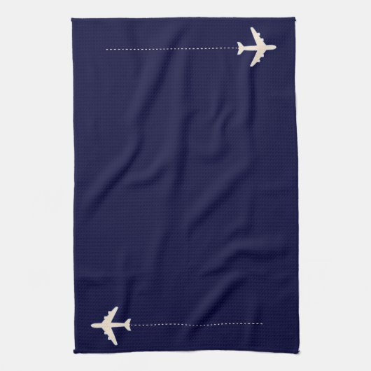 飛行機を一列に乗せて移動点々のあるする キッチンタオル (縦)