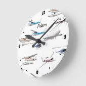 飛行機を平にします ラウンド壁時計 (傾斜)