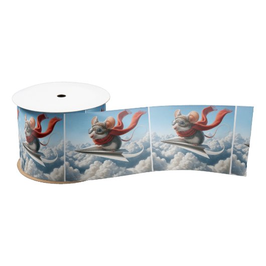 飛行機を操縦するアビエーターマウス紙 サテンリボン (リール)