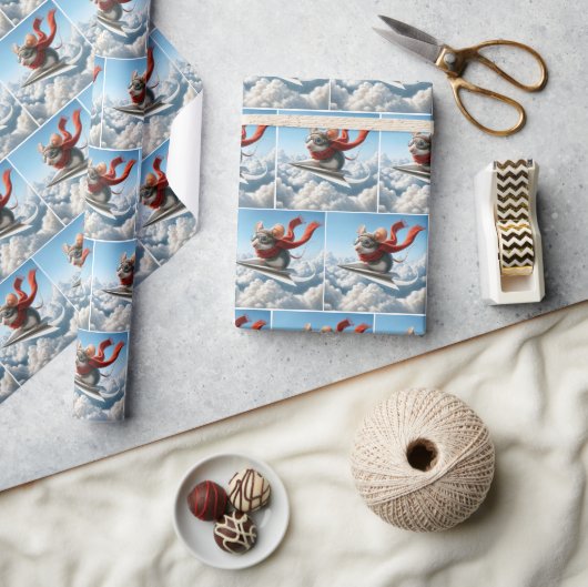 飛行機を操縦するアビエーターマウス紙 ラッピングペーパー (クラフト)