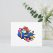 飛行機を操縦するペンギン ポストカード (スタンド正面)