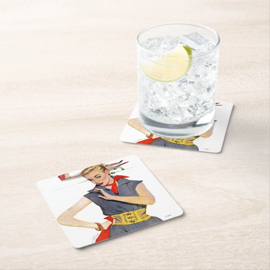 飛行機を盗んだ女の子 スクエアペーパーコースター (インサイチュ)