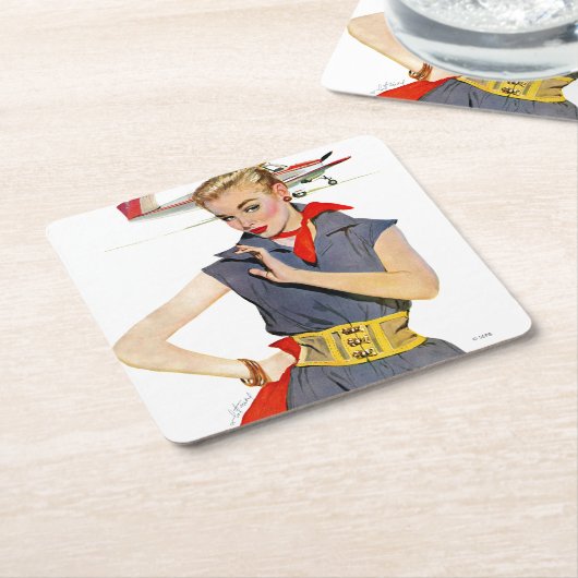 飛行機を盗んだ女の子 スクエアペーパーコースター (アングル)