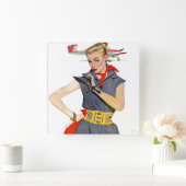 飛行機を盗んだ少女 スクエア壁時計 (ホーム)