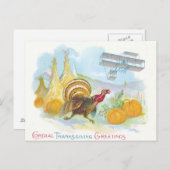 飛行機を追いかける七面鳥 ポストカード (正面/裏面)