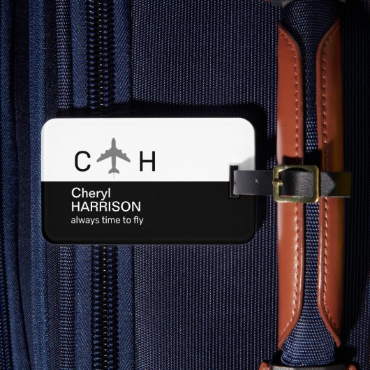 飛行機を飛ばす時間を常に半黒旅行 ラゲッジタグ (正面インサイチュ4)