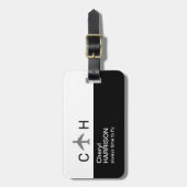 飛行機を飛ばす時間を常に半黒旅行 ラゲッジタグ (正面縦)