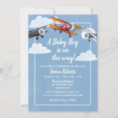 飛行機アドベンチャー男の赤ちゃんシャワー招待状 招待状 (正面)