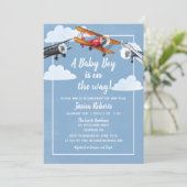 飛行機アドベンチャー男の赤ちゃんシャワー招待状 招待状 (スタンド正面)