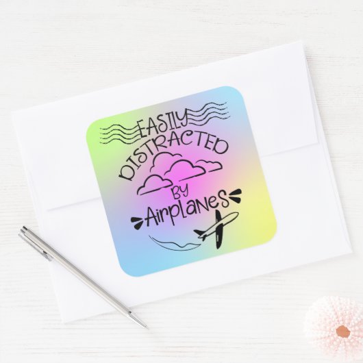 飛行機アビエーターのパイロットに気を取られる スクエアシール (封筒)