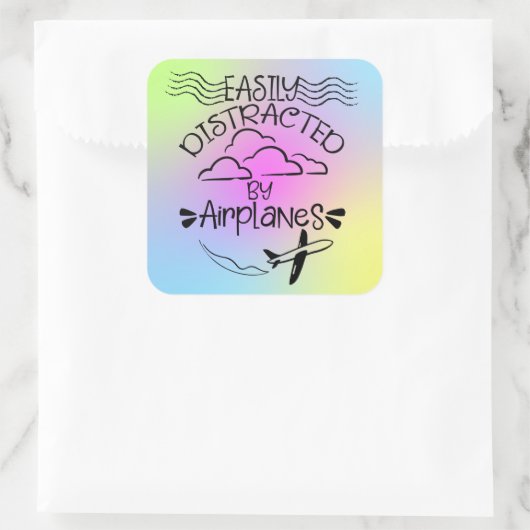 飛行機アビエーターのパイロットに気を取られる スクエアシール (バッグ)