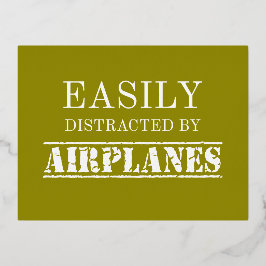 飛行機アビエーターのパイロットに気を取られる 箔シーズンポストカード