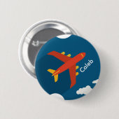 飛行機インザブルースカイボーイパイロット パーソナライズされた 缶バッジ (正面&裏面)