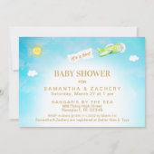 *~*飛行機イン曇りスカイボーイベビーシャワー招待状 招待状 (裏面)