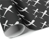 飛行機エレガントアートパターンパイロット白黒 ラッピングペーパー (ロールコーナー)