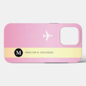飛行機エレガントピンク金ゴールドメタルモノグラムの Case-Mate iPhoneケース (裏面 (横))