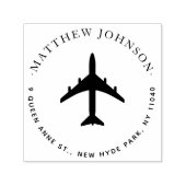 飛行機エレガントラウンド名前をカスタムする差出人住所 セルフインキングスタンプ (デザイン)