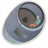 飛行機エンジン昼寝 シール (正面)