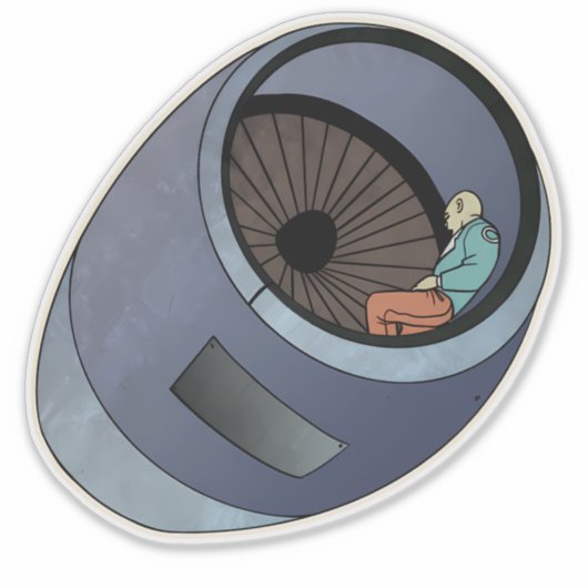 飛行機エンジン昼寝 シール (正面)