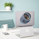 飛行機エンジン昼寝 シール (デスク上のノートパソコン)